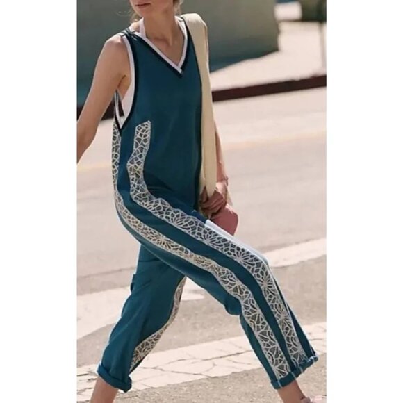 Free People Pants - NEW FREE PEOPLE MOVEMENT DAY TRIPJUMPSUIT BLUE XSMALL